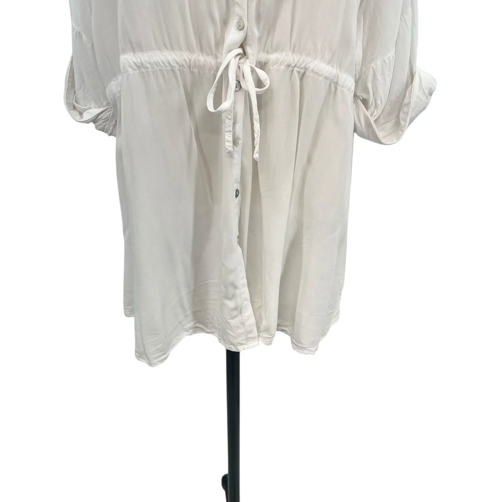 L*Space‎ Pacifica Tunic Button Down Shirt White Size Medium Large - Image 6