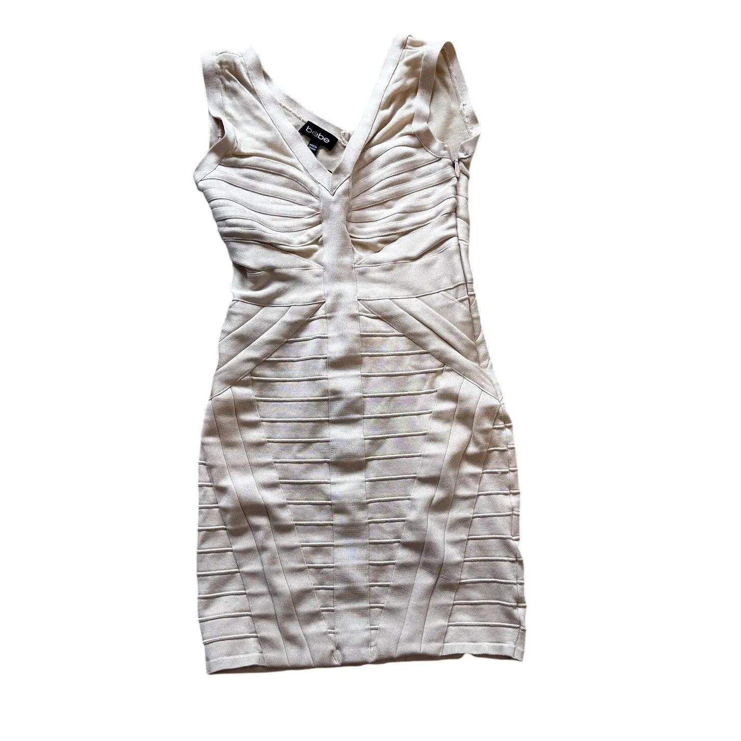 Bebe Bondage Dress Tan Beige Women's Size Medium Mini Dress - Image 4