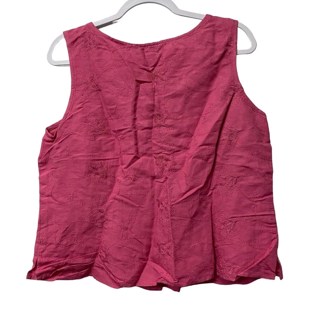 Van Heusen Women's Button Down Embroidered Top Magenta Size L NWT - Image 2