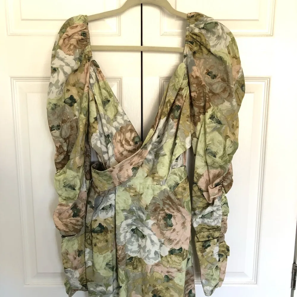 ASOS Design Floral Long Sleeve Ruched Midi Dress Size US 8 - Image 4