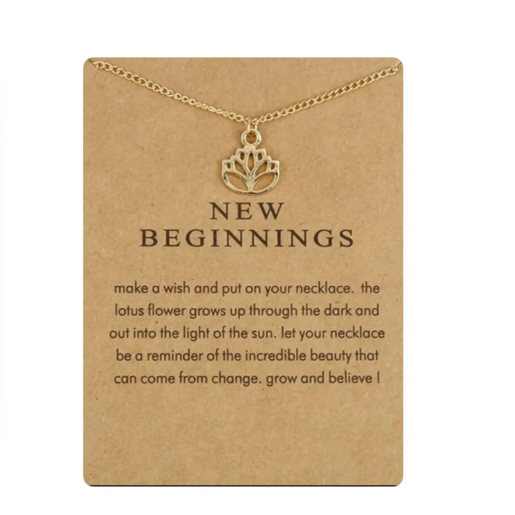 New Beginning New Year’s Resolution Adjustable Gold Lotus Flower Necklace - Image 2