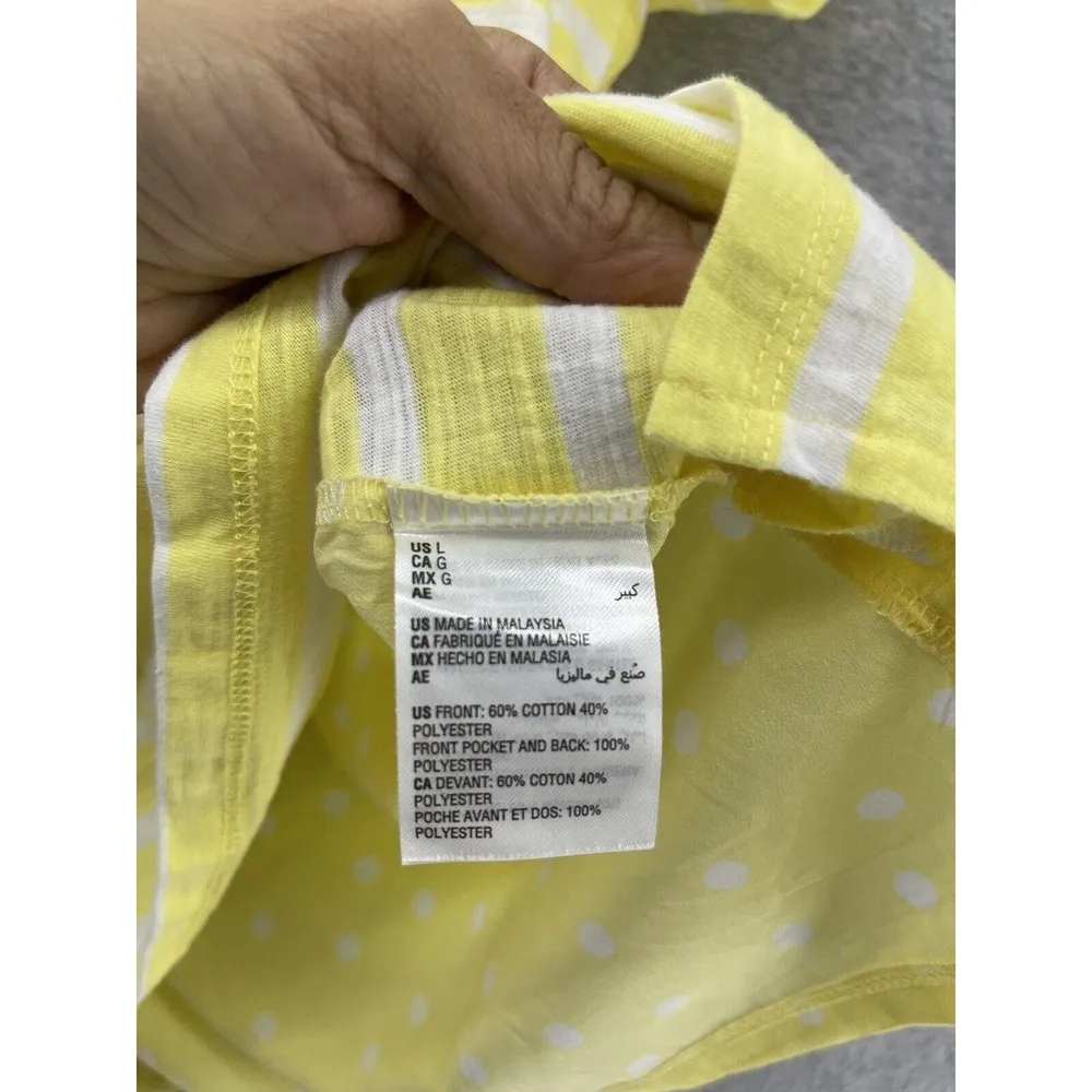Maison Jules Women's T Shirt Yellow Striped Short Sleeve Size Large - Image 4