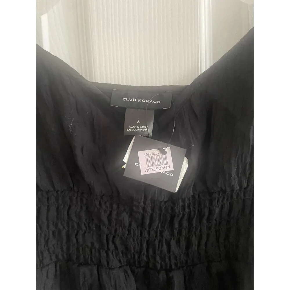 Club Monaco Black Cotton tiered ruffle, Size 6 sundress, SideZip, $36, A03 - Image 2