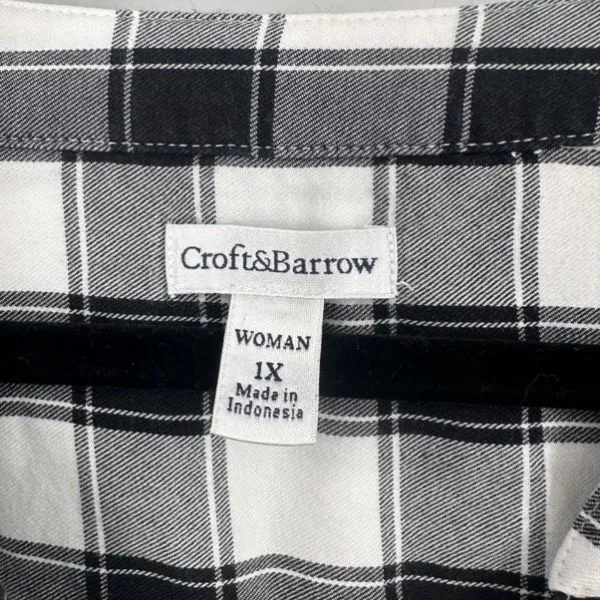 Croft & Barrow Buffalo Plaid Button‎ Down Soft Flannel Shirt Size 1X Gingham - Image 5