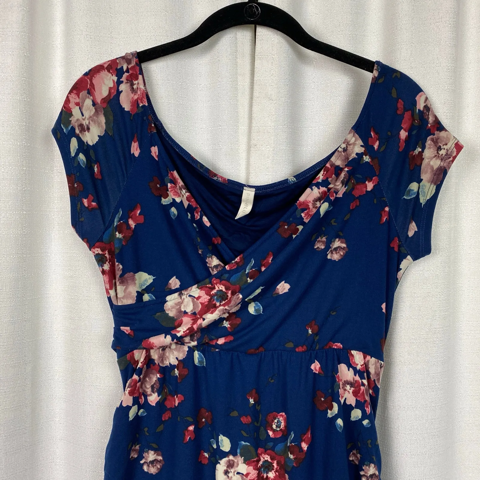 Pinkblush Maternity Blue Floral Off The Shoulder Wrap Maxi Dress Sz.M - Image 8