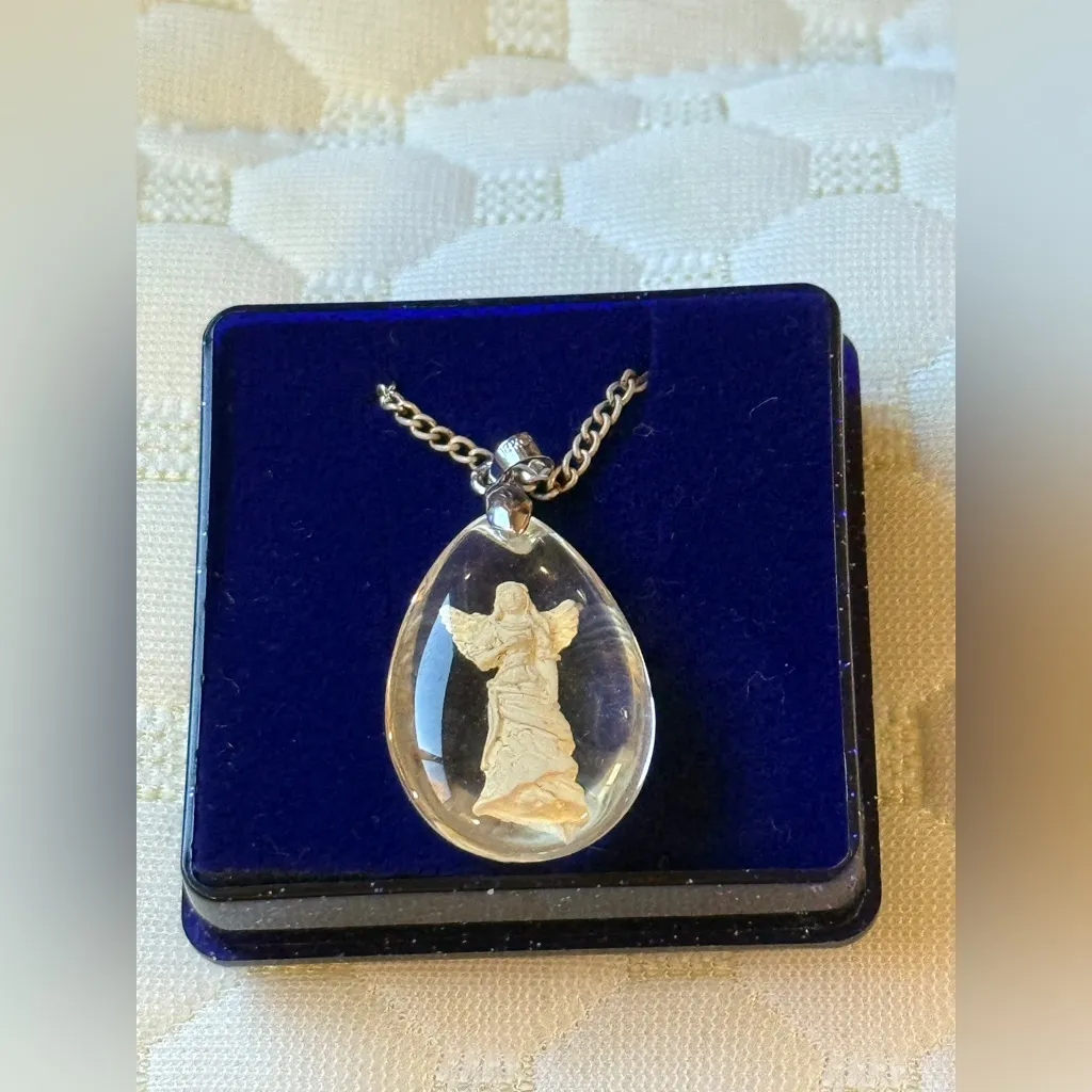 Angel Stone Angel Pendant Necklace Silver - Image 2