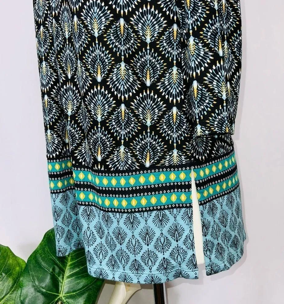 J Jill Casual Career Black Multicolor 3/4 Sleeve Knit Tunic Blouse Like New XSP - Image 8