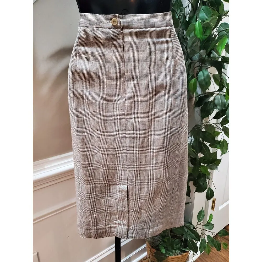 Herman Geist Women Beige Linen Single Breasted Blazer & Skirt 2 Pcs Suit Size 16 - Image 12