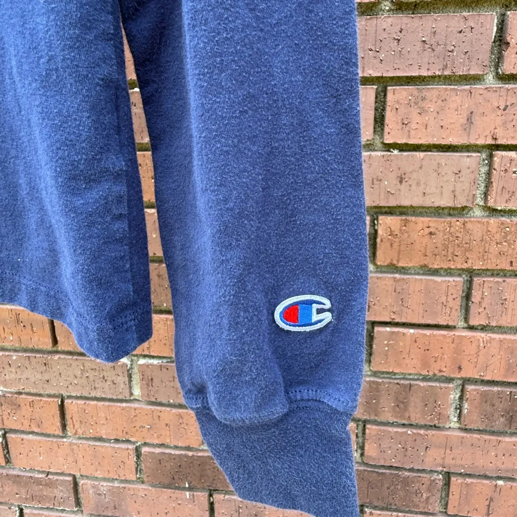 Champion Classic Basic Long Sleeve T-shirt Navy Blue Size Small Crew Neck - Image 3
