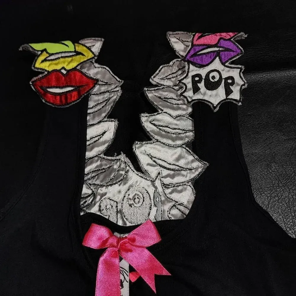 Hocus‎ Pocus Womens Black Pop Lips Black Jump Suit Comic Cartoon Medium - Image 5