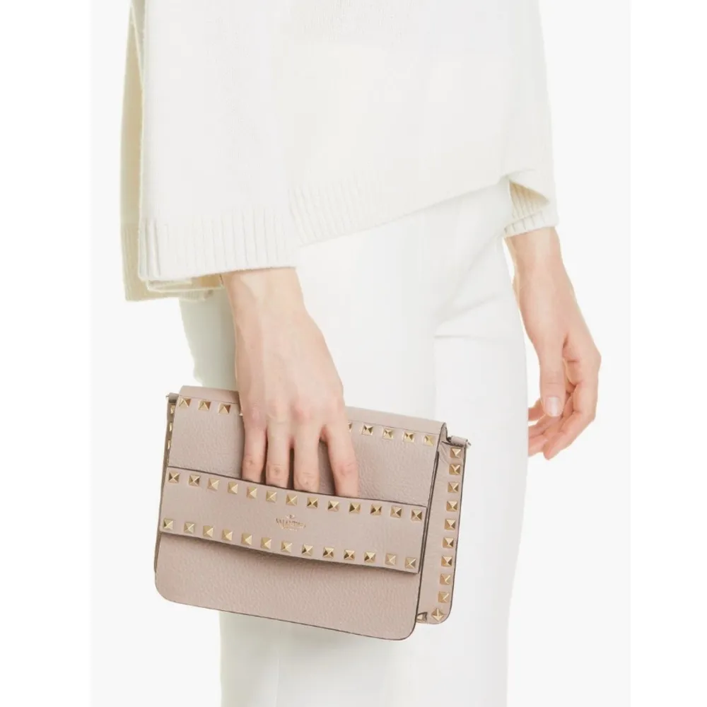 Valentino Garavani Rockstud Leather Crossbody Mauve Pink EXCELLENT Retail $1,950 - Image 6