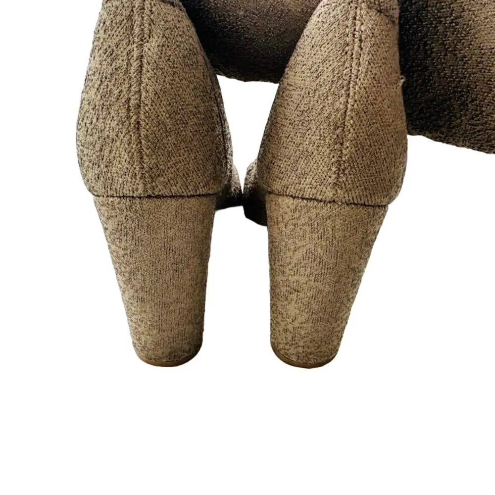 Charles by Charles David Iceland Knit Bootie Taupe Size 9 Sock Bootie 3" Heel - Image 7