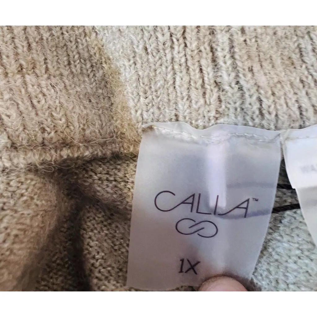 Calia by Carrie Underwood Sweater Knit Jogger Pants 1X Tan Neutral Pockets NWT - Image 6