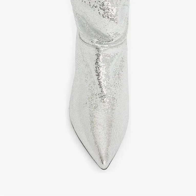 New! All Saints AllSaints‎ Orlana Leather Shimmer Silver Boots Sz US 8 $349 - Image 5