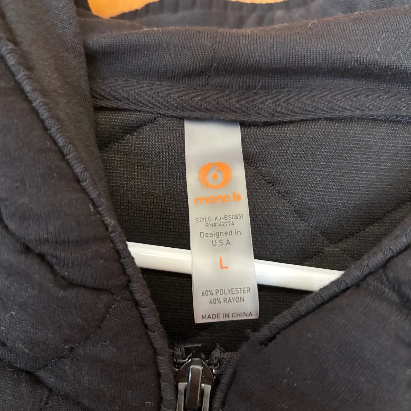 Mono B Quilted Hooded Vest Black Full Zip Pockets Women's Size L Size L - Image 2