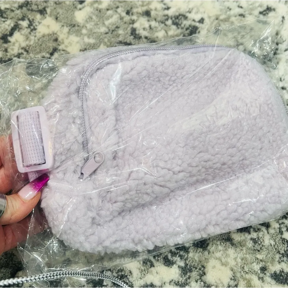 PURPLE FLEECE SHERPA CROSSBODY FANNY PACK - Image 3