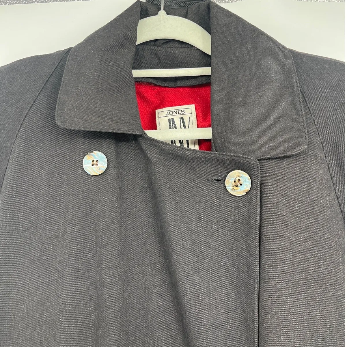 Vtg 90s Jones New York Wool Double Breasted Trench Womens Coat Sz M Preppy USA - Image 12