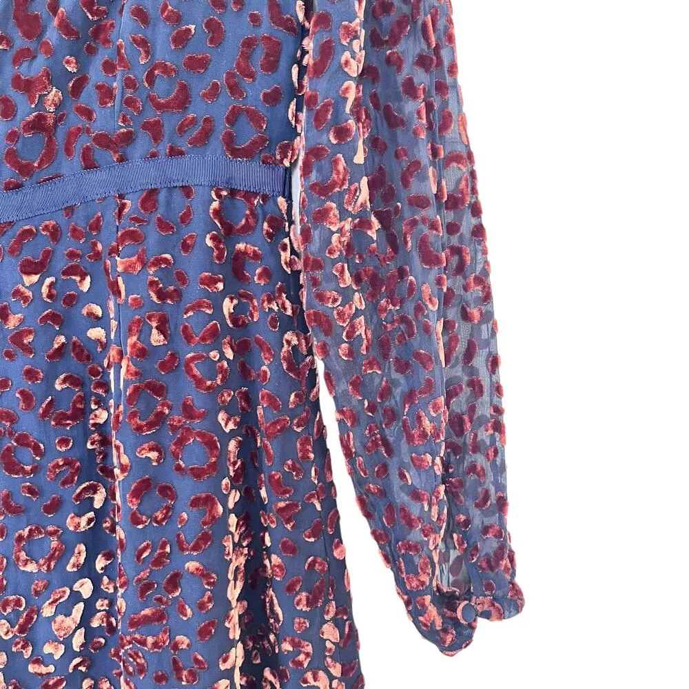 Boden black georgette brown velvet animal print silk blend midi dress 2P - Image 7