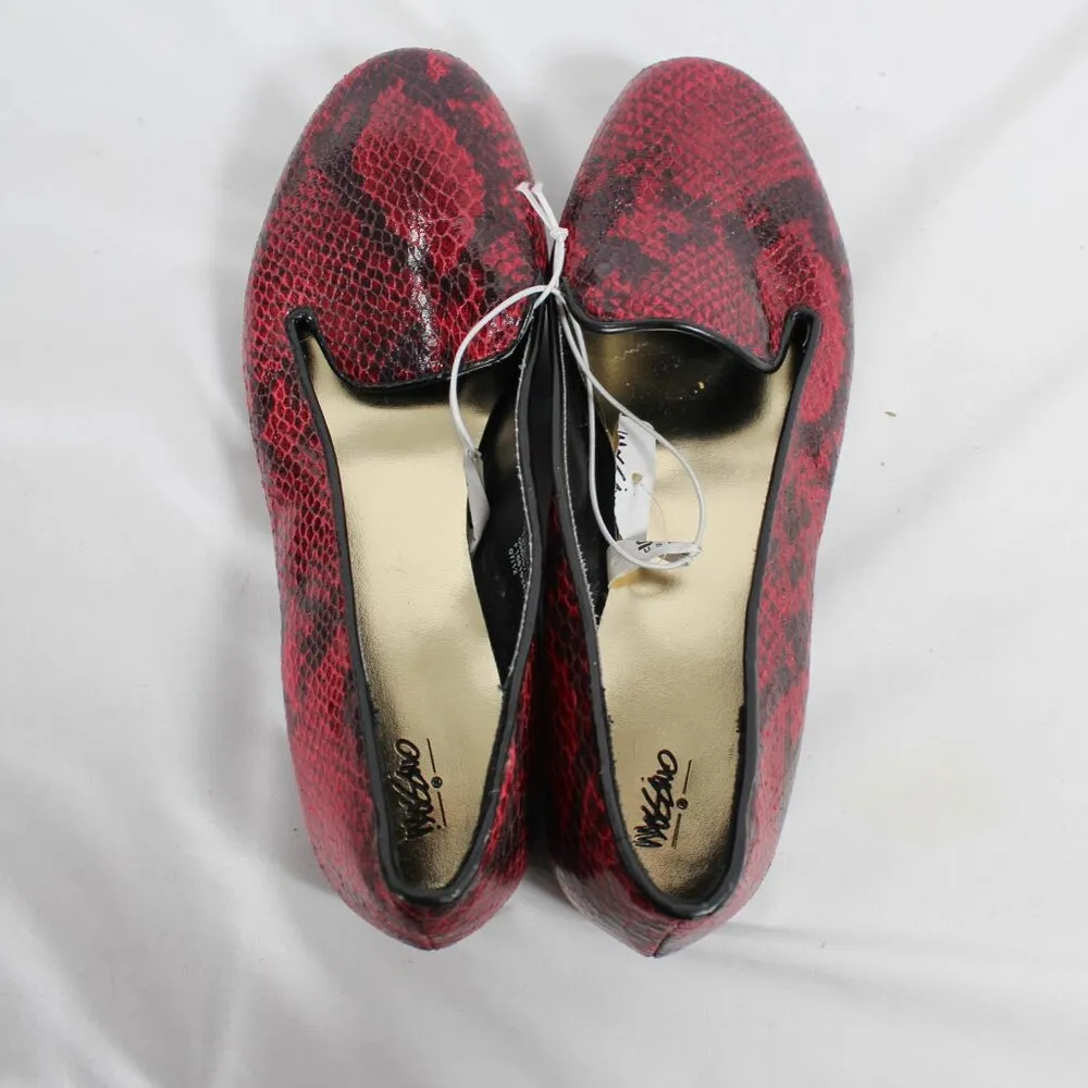NWT Mossimo Burgundy & Black Snakeskin Loafer Flats Women's Size 8 1/2 Red - Image 2