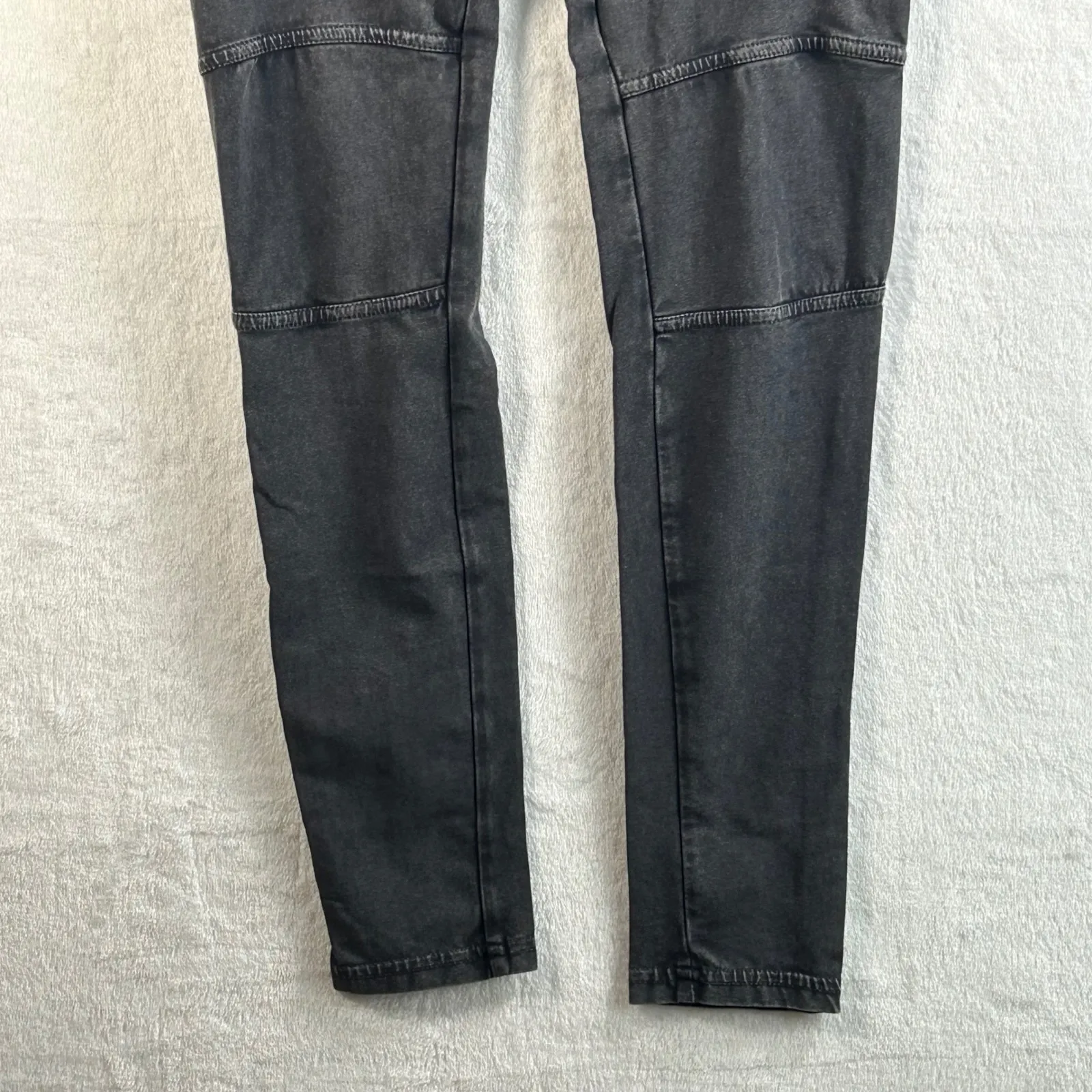 BP Moto Leggings Black Washed Cotton Spandex Moto Stitch Detail Size S Gray - Image 3