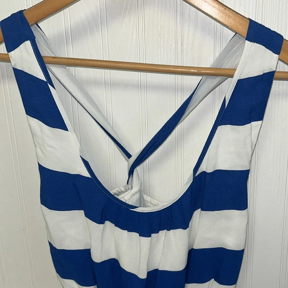 Banana Republic Blue & White Striped Summer Dress with Belt - Image 4