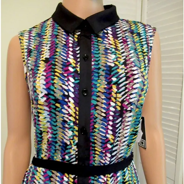 Liz Claiborne Size Small NWT Stretch Collared Button Up Colorful Printed Dress - Image 4