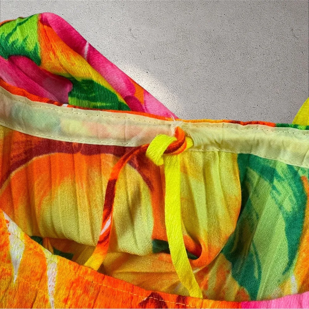 Pomare Hawaii Poncho Blouse Top Pleated Psychedelic Tropical Floral Vtg 60s OS‎ Size undefined - Image 5