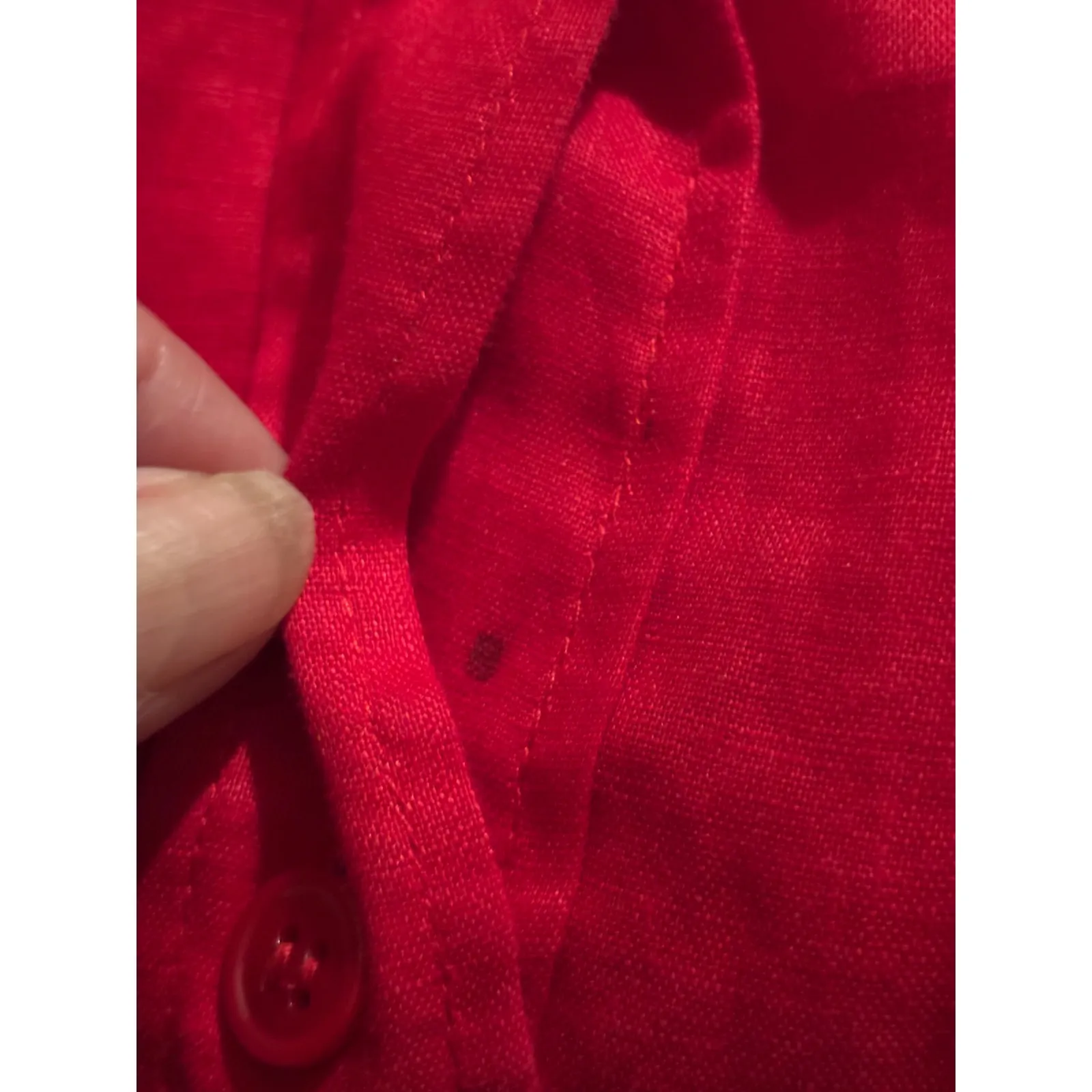 Magaschoni Red Linen Button Up Shirt 3/4 Sleeve Casual Top Women's Small - Image 5