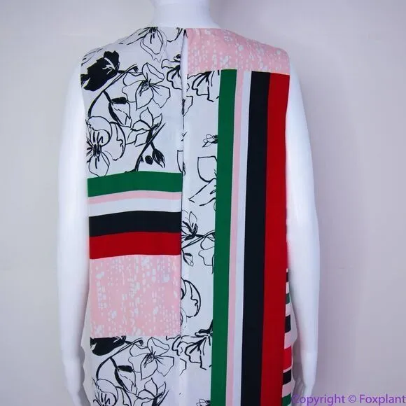 NEW SLNY floral‎ print tie neck color block sleeveless dress, 20W - Image 7