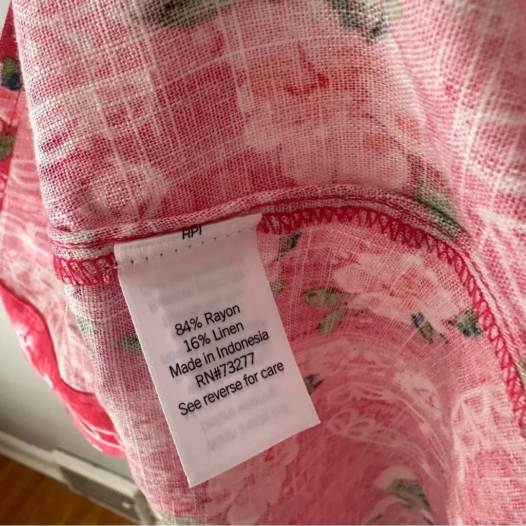 LC Lauren Conrad Button Front A-Line Midi Skirt Pink Floral NWT Large - Image 5