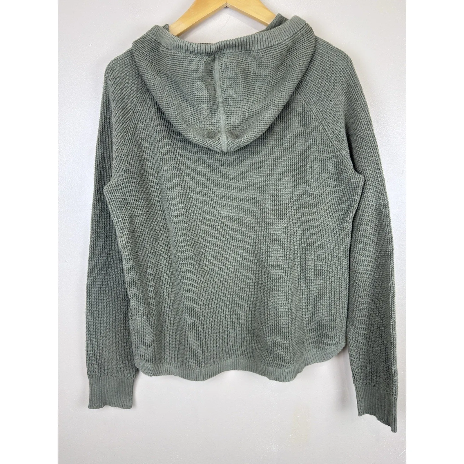 Lauren Ralph Lauren Sweater Women's Size M Green Waffle Knit Hoodie - Image 6