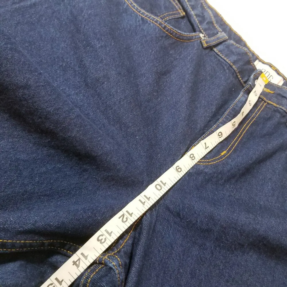 Urban Outfitters BDG Tapered Baggy Dark Wash Frayed Hem Blue Jeans - Image 7