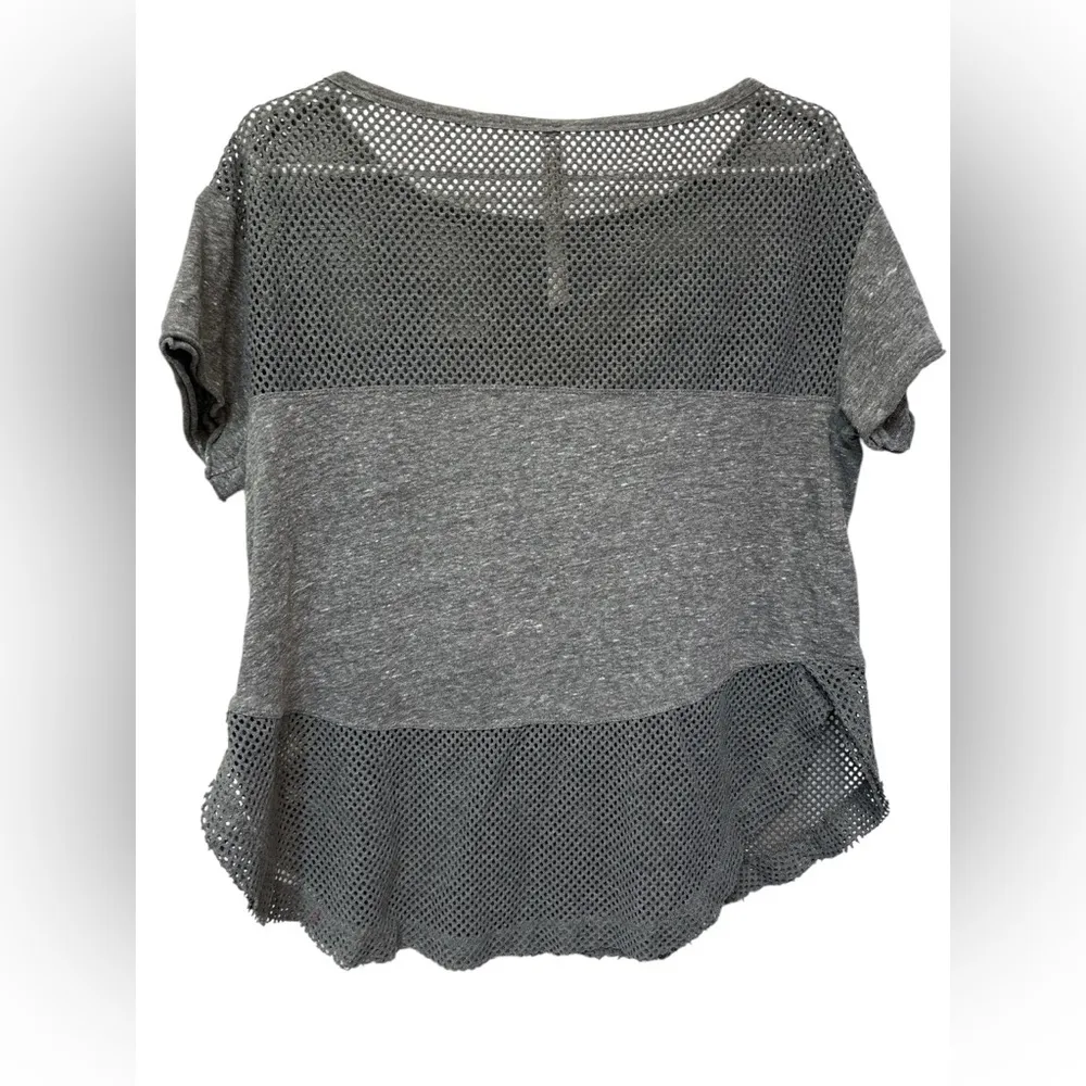 Free People Movement gray short sleeve partial mesh tee shirt Size XS - Image 2
