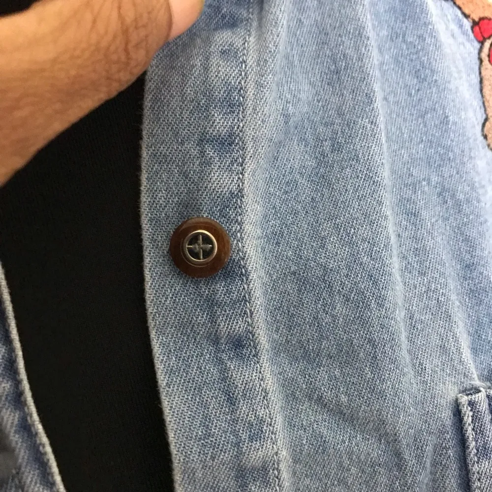 Vintage Denim Shirt with Embroidered Bear - Image 4