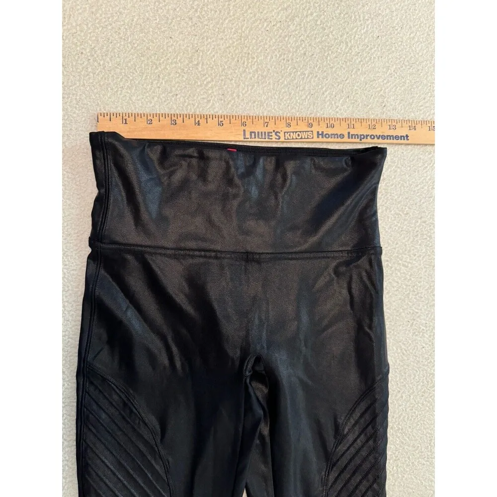 Spanx Faux Leather Moto Legging Women's Sz M Black 28" Inseam Pull On Stretch GG - Image 5