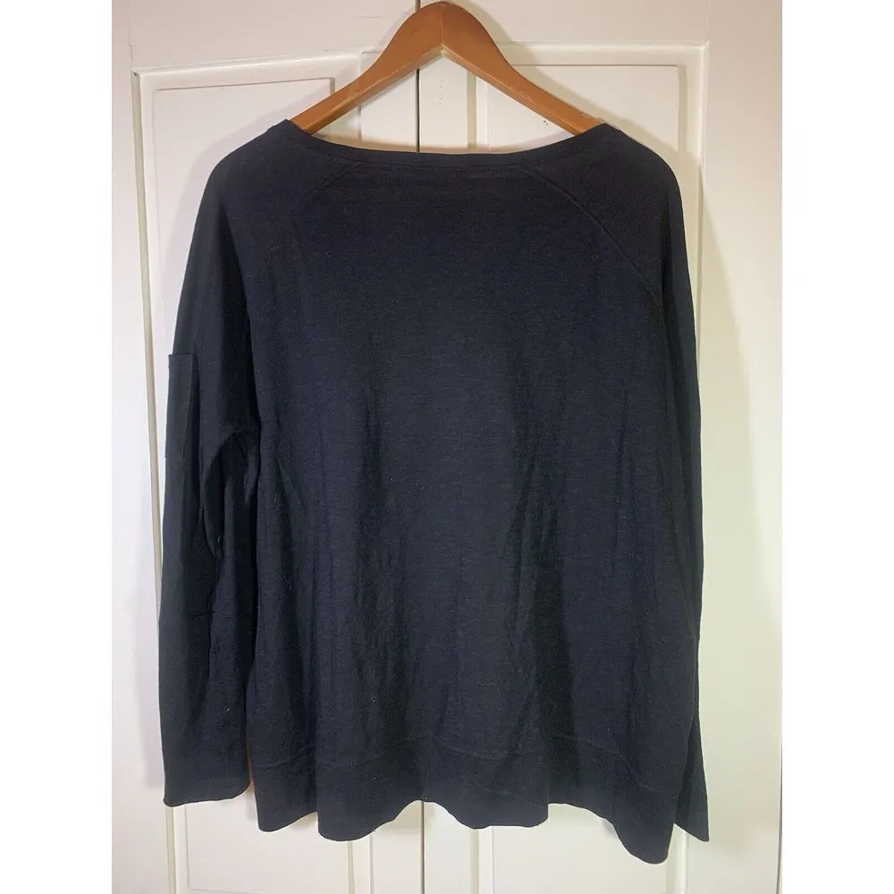 Lisa Todd Luxury Pima Cotton Oversized Sweater Women Small Black Minimalist Soft - Image 3