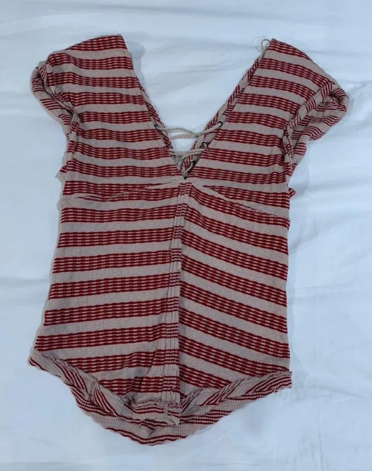 We The Free Red And Tan Striped Shirt - Image 3