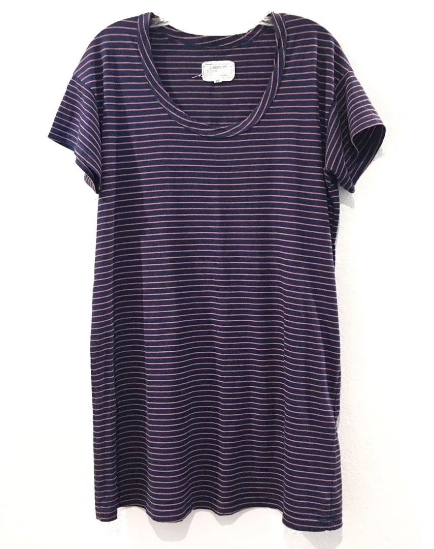 Current Elliott Navy Striped Jersey T-Shirt Dress - Image 3