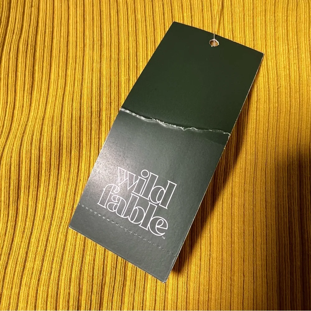 NWT Wild Fable Mustard Yellow Ribbed Knit Cropped Tie Tank Top - Image 7