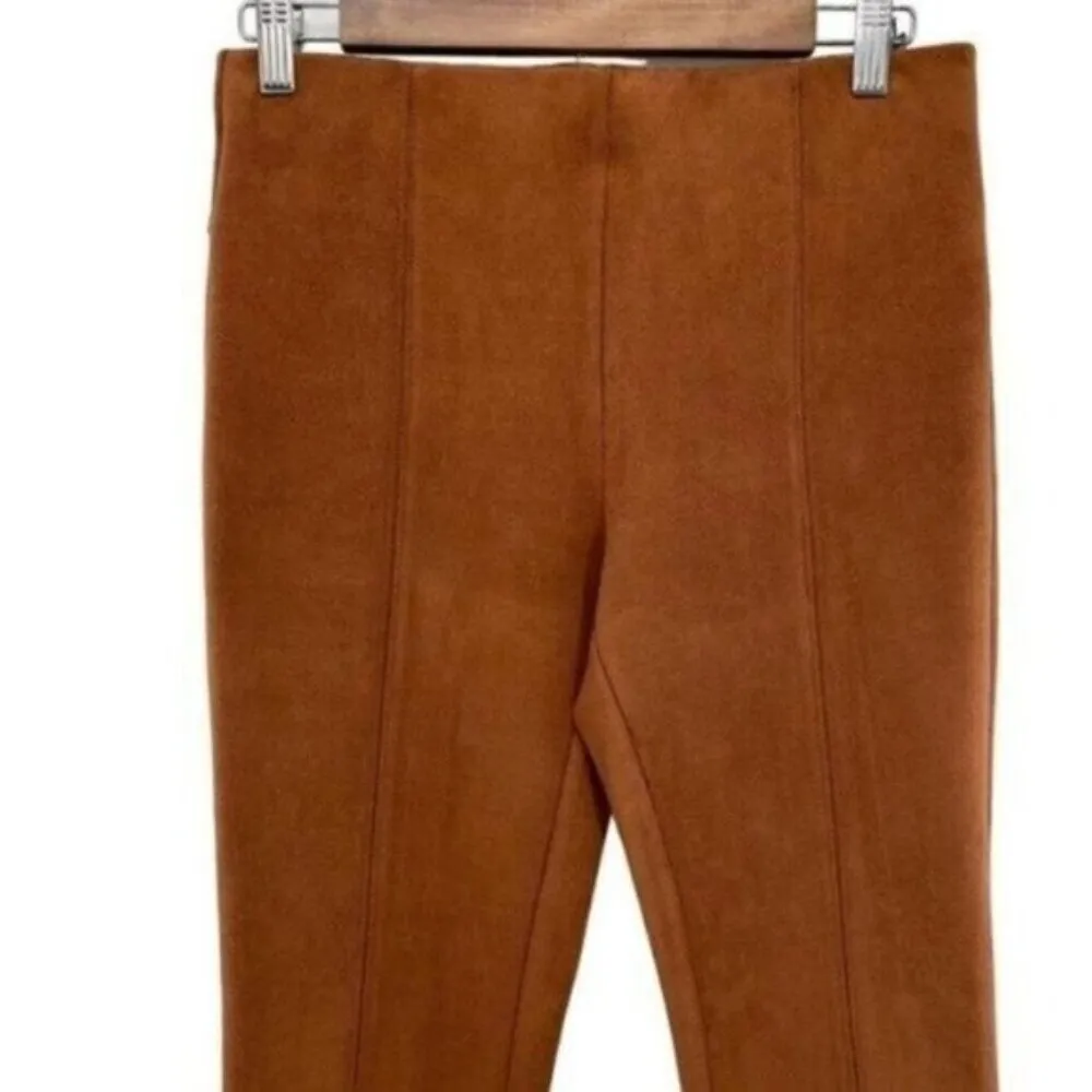 Anthropologie Faux Suede Pants Leather Split Hem Ankle Pants - Image 14