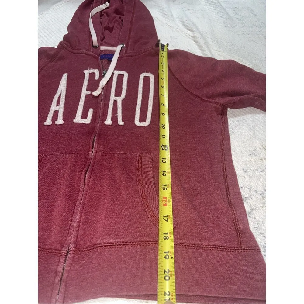 VTG Y2K Aeropostale Hoodie L Red Grunge Mallgoth Striped Zip Up Size L - Image 10