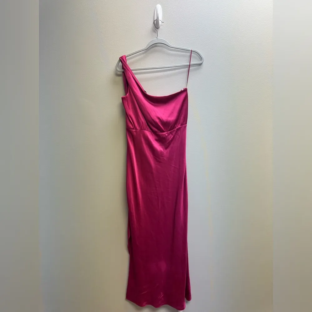 Abercrombie & Fitch Pink Ruched One Shoulder Cocktail Dress - Image 4