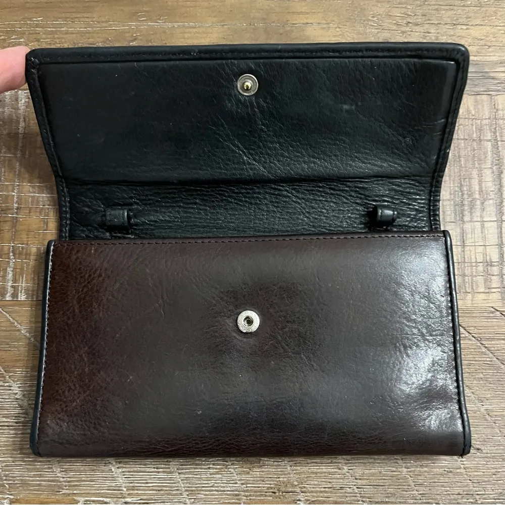 Brighton Vintage Leather Wallet with Silver Tone Hearts and Leather Hearts. - Image 2