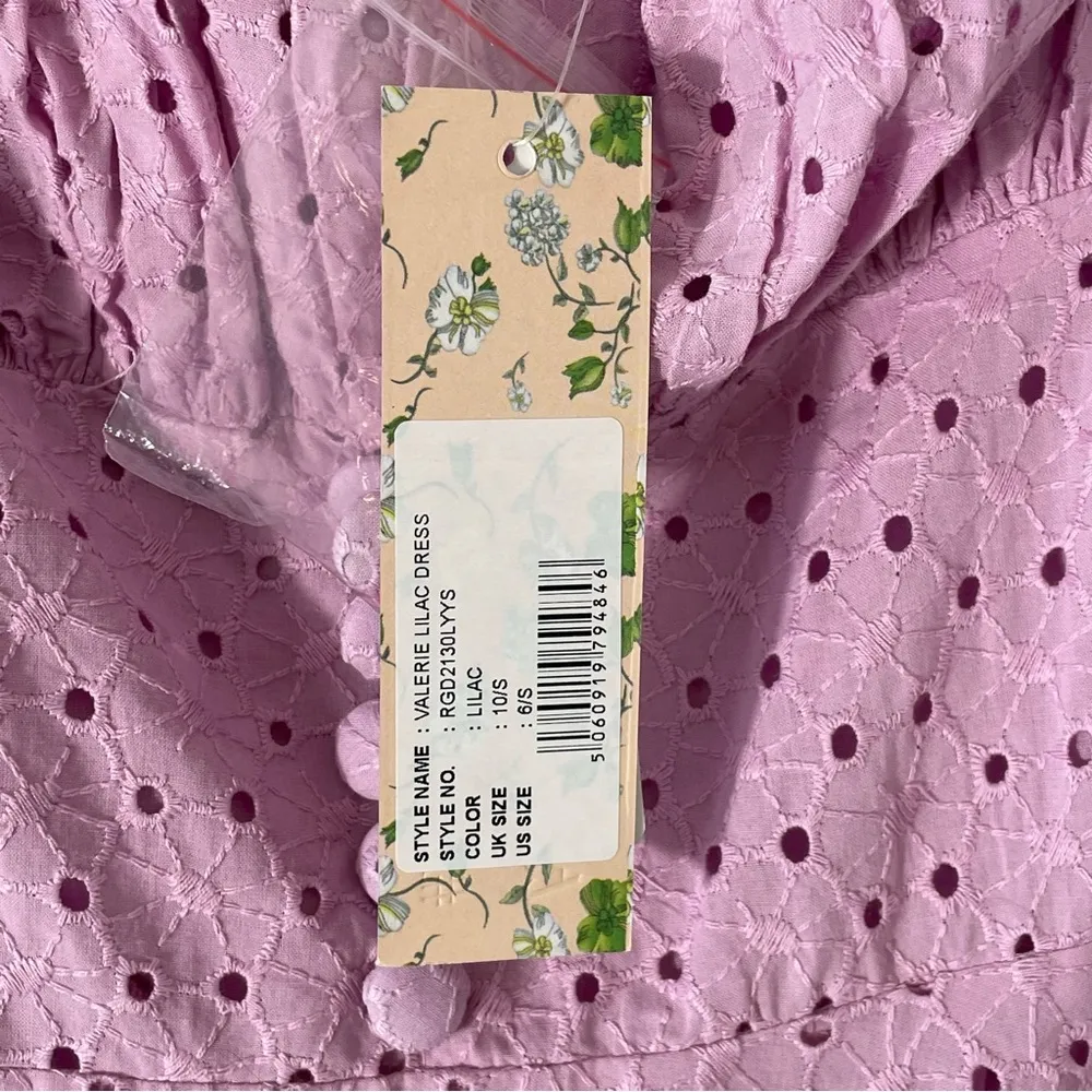 Timeless London Valerie Lilac Purple Eyelet Tea Length Dress Size 6 NWT - Image 9