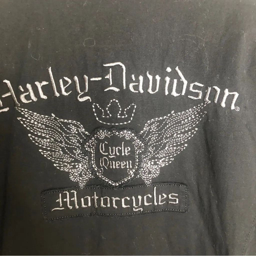 Harley Davidson Stretch Embroidered Full Zip Long Sleeve Top T23 - Image 4