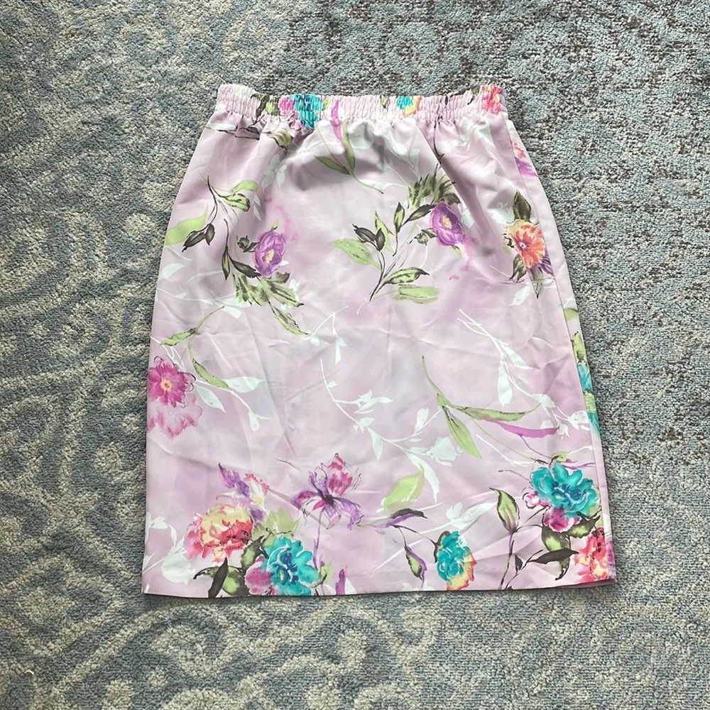 Cervelle Vintage Two Piece Skirt Set Floral Light Pink Large - Image 6