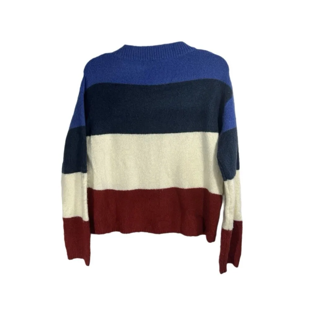 Cliche’ Wool Blend Colorblock V Neck Sweater Size XL Blue - Image 2