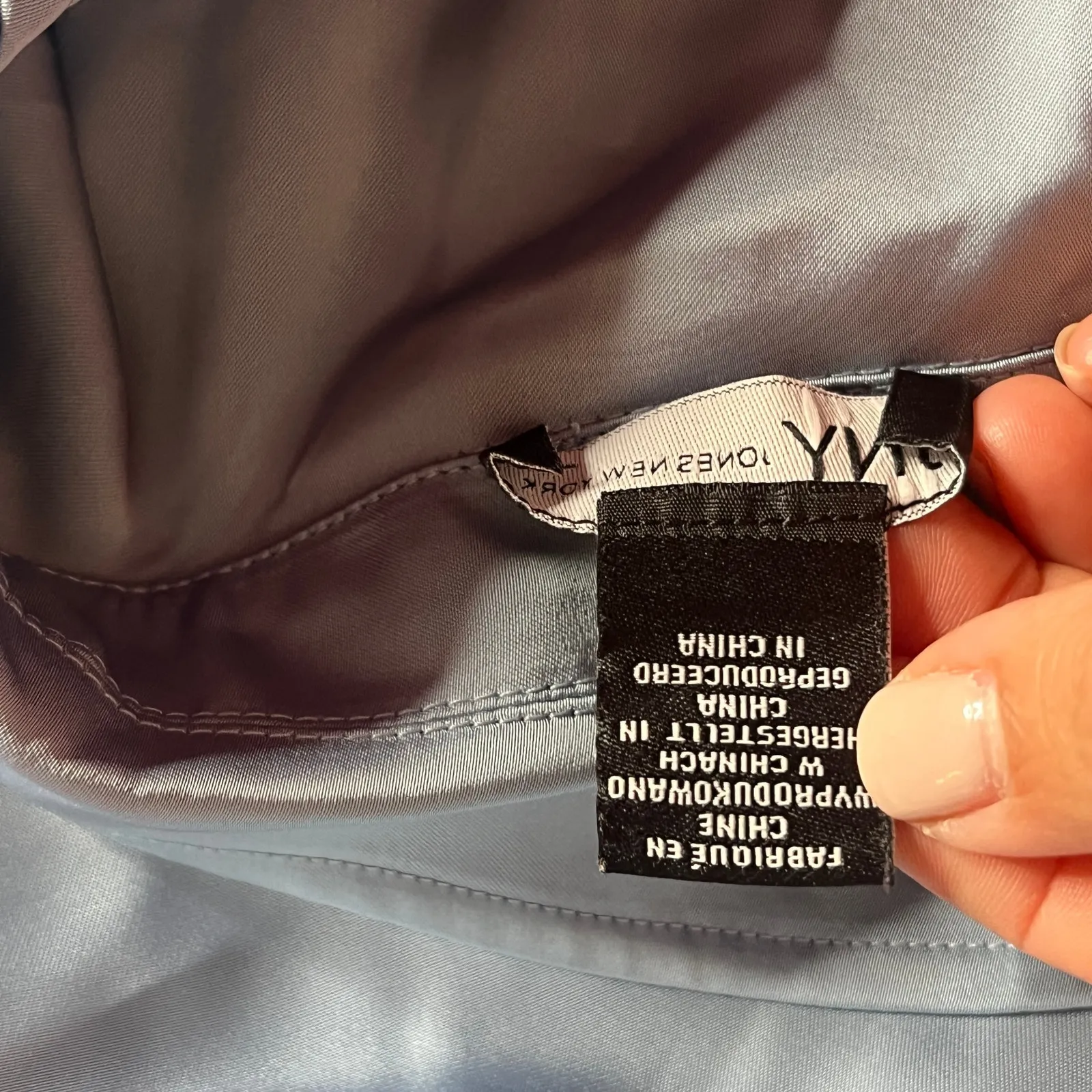 Jones New York Women's Blue Satin Long Sleeve Button Career Blouse Size XS - Image 5