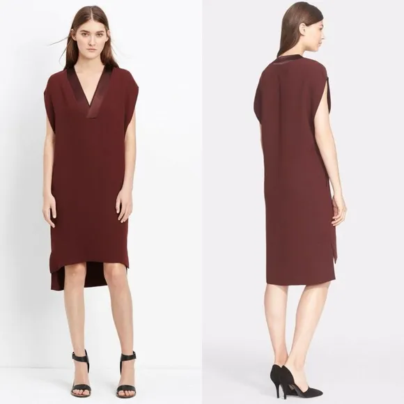NEW Vince Satin Trim High Low Shift Dress - Image 2