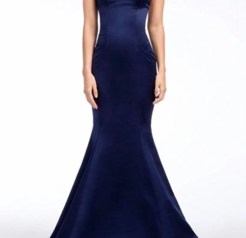 Hayley Paige Occasions Navy Blue Satin Dress - Image 7